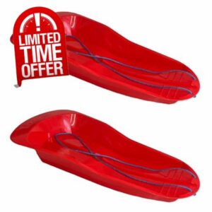 AB Tools 2 Red Plastic Heavy Duty Outdoor Snow Sledge Toboggan Sleigh Bobsleigh