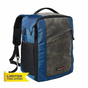 Cabin Max Manhattan Travel Bag | Ryanair Cabin Bags 45x36x20cm for EasyJet Underseat | Laptop Bag/Shoulder Bag (Blue RPET with USB 45x36x20cm)