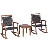 SFAREST 3PCS Rattan Bistro Set, Outdoor Conservatory Sofa Chairs with Tempered Glass Coffee Table...