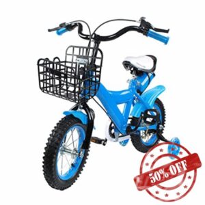 innytund Kids Bicycle 12 Inch Kids Bicycle Girls Boys Bicycle Blue Universal Kids Bike with Support Wheels and Water Bottle Beginner Bike Kid's for Girls and Boys 2-4 years Old