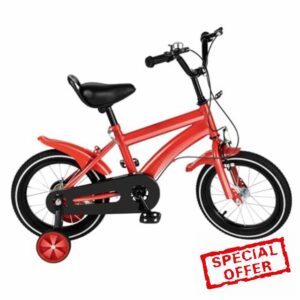 innytund Kids Bicycle 14 Inch Kids Bicycle Girls Boys Bicycle Red Universal Kids Bike with Support Wheels
