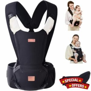 Bebamour Baby Carrier Newborn to Toddler X Series Baby Carrier Hipseat with 2PCS Teething Pads