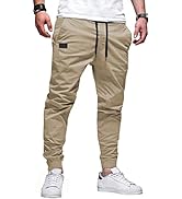 Jolicloth Men's Trousers Cargo Jogger Cotton Casual Sweatpants Outdoor Elastic Waist Drawstring P...