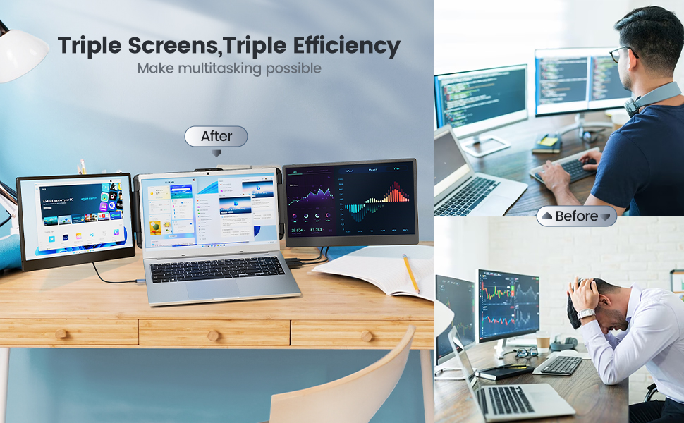 connect to your laptop with USB-A / TYEP-C / HDMI