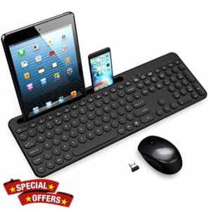 LeadsaiL Wireless Keyboard and Mouse Set with Phone and Tablet Holder