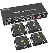 VEDINDUST HDMI Extender Splitter 1x41080P@60Hz Extending 165ft (50m) Length Transmission Over CAT...