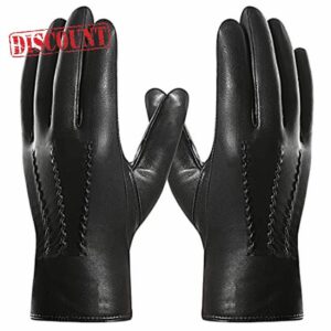 Harssidanzar Mens Italian Sheepskin Leather Gloves Cashmere Lined