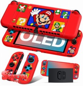Koecya for Nintendo Switch OLED Case Cute Cartoon Anime Design Cases Kawaii Fun Funny Fashion Hard Slim Protective Shell Cover Dockable Joycon for Kids Boys Teens Girls for Switch 2021 Red