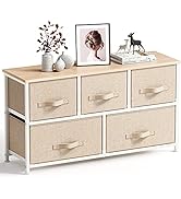 Pipishell Chest of Drawers, Fabric Storage Drawers with Wood Top and Large Storage Space, Easy to...