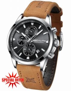 MEGALITH Mens Watches Chronograph Waterproof Watches for Men Analogue Designer Wrist Watches Quartz Luminous Date Rubber Gents Watches