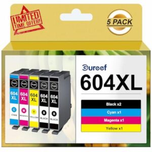 Gureef 604XL Ink Cartridges Replacement for Epson 604 Ink Cartridges for Epson XP2200 ink cartridges for Expression Home XP-2205 XP-3200 XP-3205 XP-4200 XP-4205 Workforce WF-2930 WF-2935 (5 Pack)