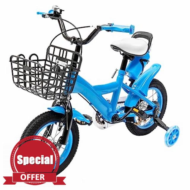 LUNICASHA Kids Bicycle 12 Inch Boys Girls Bike Outdoor Children Bike with Stabilisers Training Wheel Kids Bike Blue