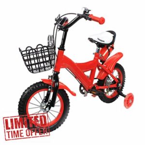 innytund Kids Bicycle 12 Inch Kids Bicycle Girls Boys Bicycle Red Universal Kids Bike with Support Wheels and Water Bottle Beginner Bike Kid's for Girls and Boys 3-8 years and more