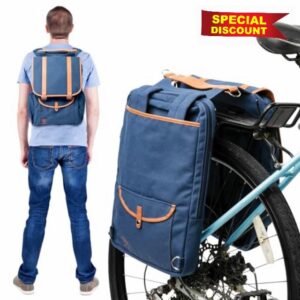 Sheyd Bags Double Pannier Bags for Bicycles Rear Rack - Convertible Bike Pannier Backpack with Waterproof Canvas