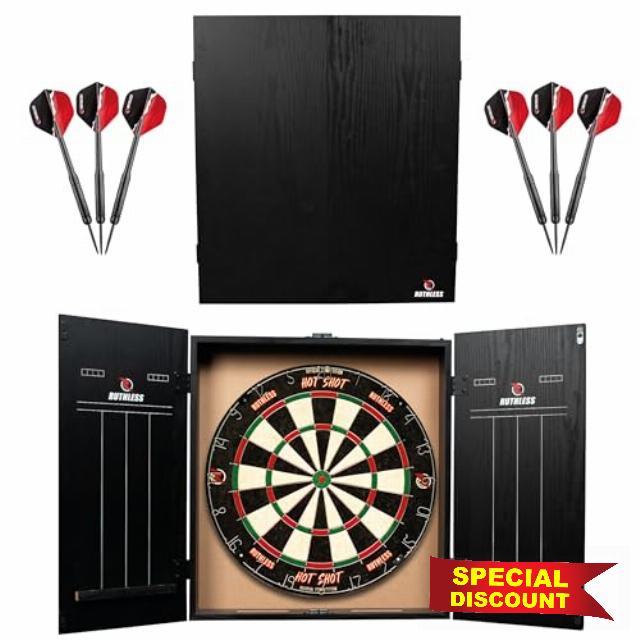 Ruthless Home Darts Centre | Complete Home Dart Board Centre Including Cabinet