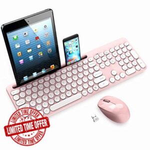 LeadsaiL Wireless Keyboard and Mouse Set with Phone and Tablet Holder