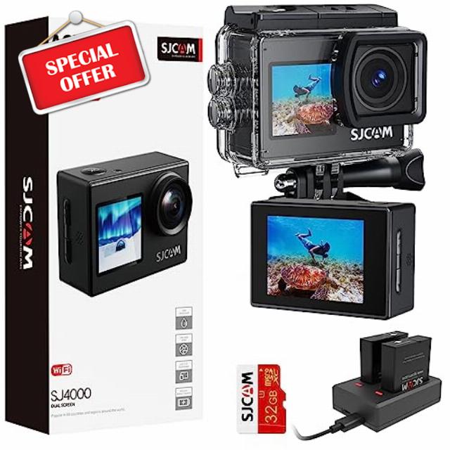 SJCAM Upgraded SJ4000 Action Camera 4K Ultra HD Dual Screen Underwater Camera 98FT Waterproof
