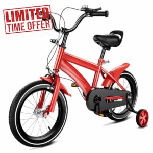 WooDerson 14 Inch Children's Bike Kids Bikes With Stabilisers And Bell
