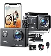 WOLFANG GA420 Dual Screen Action Camera 4K 60FPS 24MP Touchscreen Underwater Camera, 10M Body Wat...