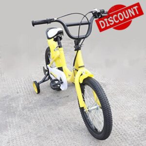 innytund Kids Bicycle 16Inch Kids Bicycle Girls Boys Bicycle Yellow Universal Kids Bike with Removable Stabilisers and Seat Armrest