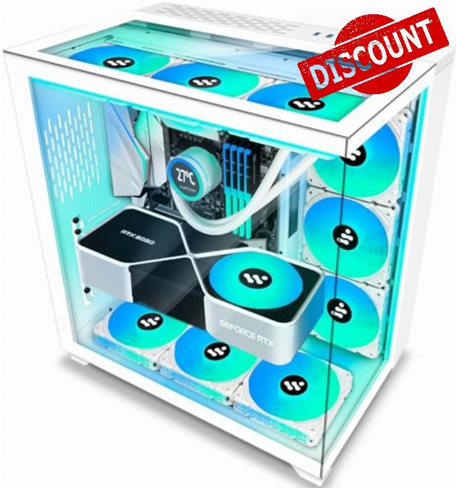KEDIERS PC Case - ATX Tower Tempered Glass Gaming Computer Case with 9 PWM ARGB Fans
