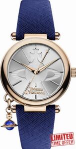 Vivienne Westwood Women's Orb Pop Quartz Analogue Display Watch with Silver Dial and Blue Leather Strap VV006RSBL