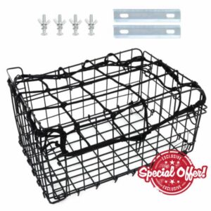 ZUKKA Bicycle Basket Rear Foldable Rear Basket Metal Large Reinforced Edges Bicycle Basket School Bag Bicycle Baskets for MTB Mountain Bike City Bike Road Bike