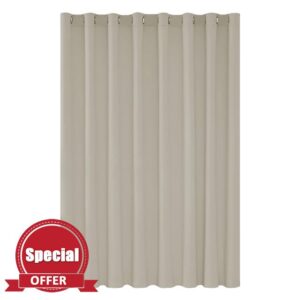 Deconovo Super Soft Door Curtain Eyelet Thermal Insulated Wide Width Blackout Curtain for Kidsroom 100 x 95 Inch Light Beige 1 Panel