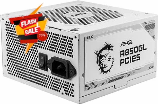 MSI 850W ATX Fully Modular Power Supply - MAG A850GL PCIE5 WHITE - (Active PFC/80 PLUS Gold)
