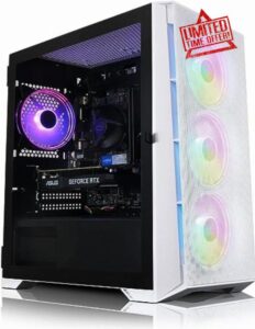 ASC Gaming PC Tower: Intel Core i7 2600 3.4GHz • Nvidia GTX1650 4GB • 16GB RAM • 256GB SSD+1TB HDD • 500W 80Plus • WiFi • Windows 10 • WHITE RGB