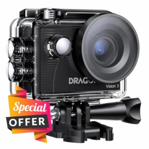 Dragon Touch Vision 3 Action Camera - 4K30FPS 20MP Waterproof Underwater Camera 170° Wide Angle WiFi Sports Cam with 2 Batteries