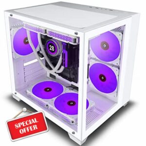 KEDIERS PC CASE- Mini Mid-Tower Computer Gaming Case Tempered Glass Gaming Computer Case with 7 ARGB Fans