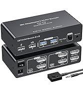 VEDINDUST HDMI+Displayport KVM Switch 2 Monitors 2 Computers 8K60HZ 4K120HZ KVM Switch Dual Monit...