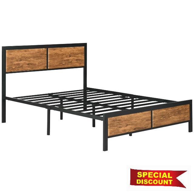 HOMCOM Industrial Double Bed Frame