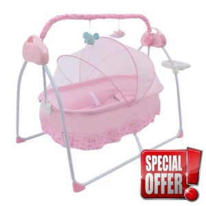 innytund Electric Baby Crib 0-25Kg Cradle Automatic Intelligent Rocker Bed with 12 pieces of music and mosquito nets