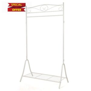 SONGMICS New Garment Coat Rack Clothes Rail Hanger 173 x 90 x 44.5 cm Cream HSR01W