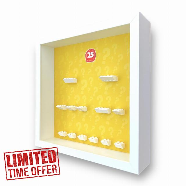 FRAMEPUNK Minifigure Display Case - for LEGO Minifigures Series 25 71045 - Wall Mount or Free Stand - Deep for accessories - Removable Front for Easy Access - White Case