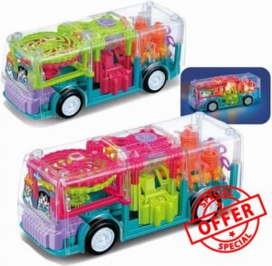 Months Baby Electric Transparent Gear Bus Toy with Light & Sound Effects - Perfect Christmas and Birthday Gift for Boys and Girls