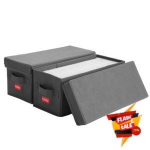 NUSWOR CD Storage Box with Lid - Stackable CD Organizer and DVD Case Holder - Holds 70 Jewel Cases