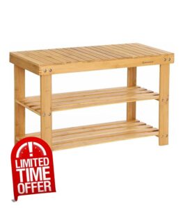 SONGMICS 3-Tier Bamboo Shoe Bench