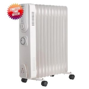 Oil Filled Radiator 11 Fin – Oil Heater Portable Electric Free Standing 2500W for Home