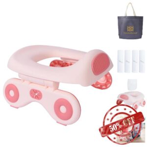 Bebamour Travel Potty for Toddlers Foldable Toilet Seat for Kids Portable Potty Training Car Potty with 32PCS Potty Liners