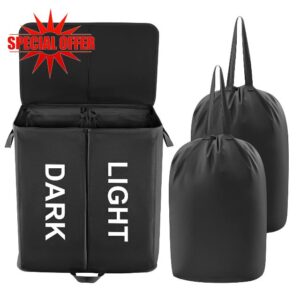 Lifewit 136L Double Laundry Hamper with Lid and Removable Laundry Bags