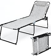 SFAREST Outdoor Sun Lounger, 6-Position Adjustable Patio Recliner Chaise Bed with Smooth Wheels, ...