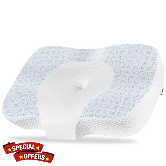 Elviros Cervical Memory Foam Neck pillow for Side Sleeping