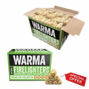 400 Natural Firelighters Eco Wood Wool Firestarters Sustainably Sourced - Ready to Burn & Non Toxic - For Outdoor Garden Open Fires Pizza Ovens BBQ's Cooking Stove Grills Barbecue Burner Fire Pits