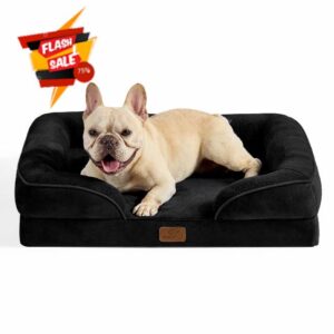 Bedsure Medium Dog Sofa Bed - Washable Orthopedic Dog Beds and Couch with Removable Flannel Zipper Cover