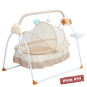 MEHOOSPVN Electric Baby Crib Cradle Auto Swing Bed Baby Cradle Baby Bassine with 5 Gears Adjustable Bottle Stand