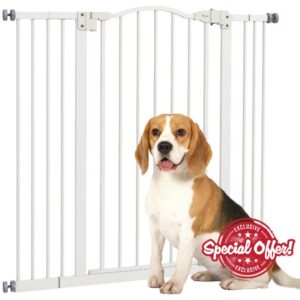 PawHut Pressure Fit Dog Stair Gate No Drilling Safety Gate Auto Close for Doorways