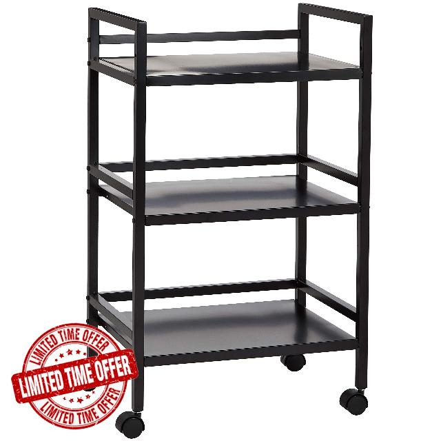 Amazon Basics Kitchen Trolley Metal Serving Cart With 3 Tier Storage